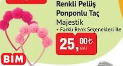 MAJESTİK RENKLİ PELÜŞ PONPONLU TAÇ